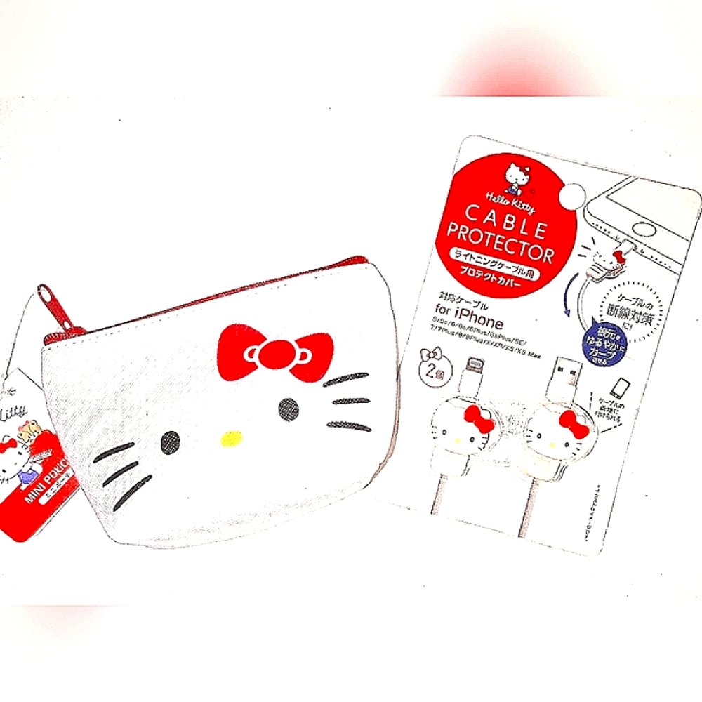 Hello Kitty Zipper Pouch and iPhone Charging Cable Protector Gift Set